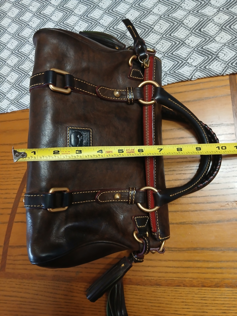 Dooney & Bourke Dark Brown Leather Satchel - Classic Bag - Picture 9 of 11